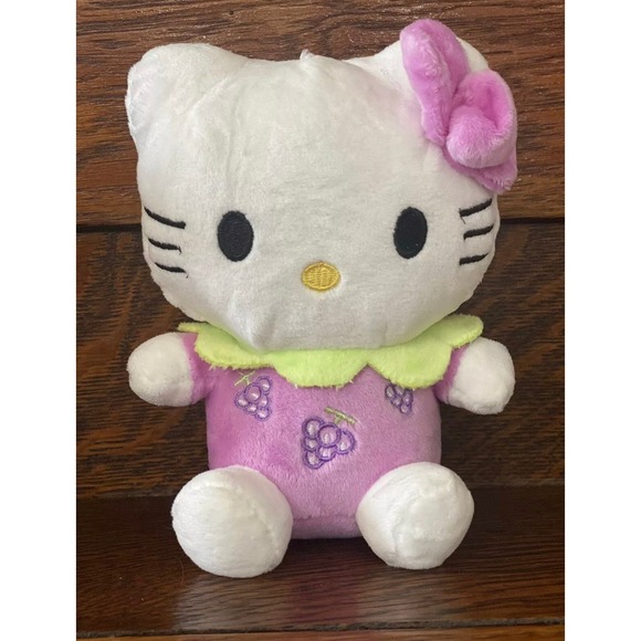 NWOT 8" Purple Grapes PLUSH HELLO KITTY Stuffed Animal Doll Toy Cat 3+ - Picture 1 of 8